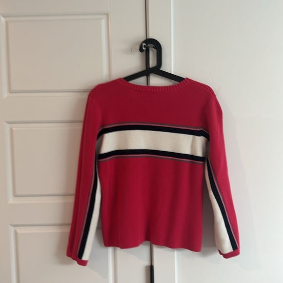 Cotton crew neck hot pink vintage horizontal striped knit sweater skate - Picture 3 of 5